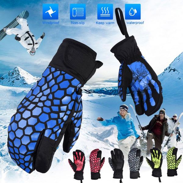 

1 pair ski gloves winter gloves waterproof 3-finger mittens touching screen warm glove for outdoor whshopping