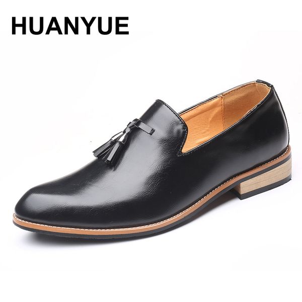 

plus size men leather shoes fashion dress business shoes breathable pointed toe oxfords for men 2019 summer mens, Black