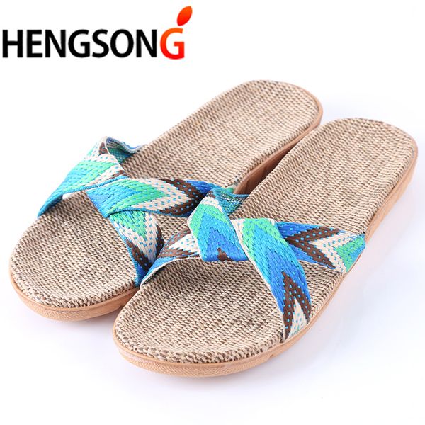 

2019 summer slippers for women chain slides home floor shoes flax cross belt silent sweat slippers women sandals or910357, Black