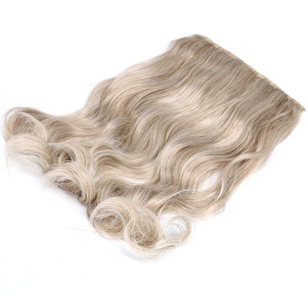 

shanghair 22 inch long curly women clip in hair extensions 130g/pc black brown high temperature synthetic hair piece