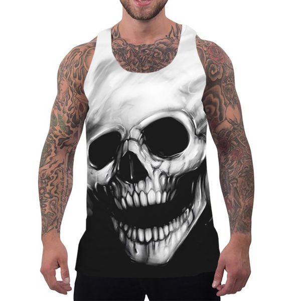 

tank men fashion 3d printed summer vest sport gym clothing musculation sleeveless tank mens fitness clothing fashion, White;black