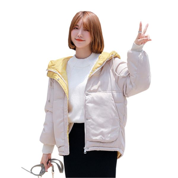 

winter women parkas cotton coat hoodies loose plus size female cotton jackets quality short coats for women's down parkas, Black