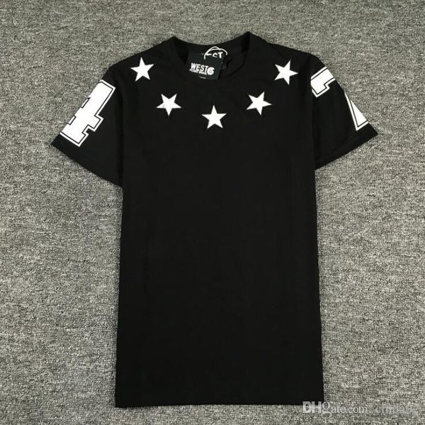 

звезды печать мужчины crew neck t-рубашка с коротким рукавом 3 цвета летние топы мода новые футболки для мужчин, White;black