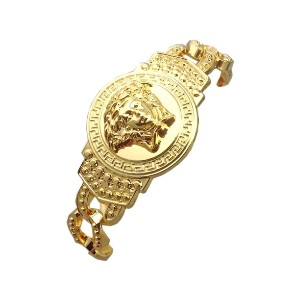 

new medusa human head bracelet high-end jewelry hiphop tide brand gold bracelet fashion charm bracelet wholesale, Golden;silver