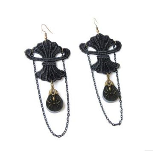 

princess sweet lolita earrings halloween party exaggerated lace spider earrings temperament fashion women eh-11-1, Silver