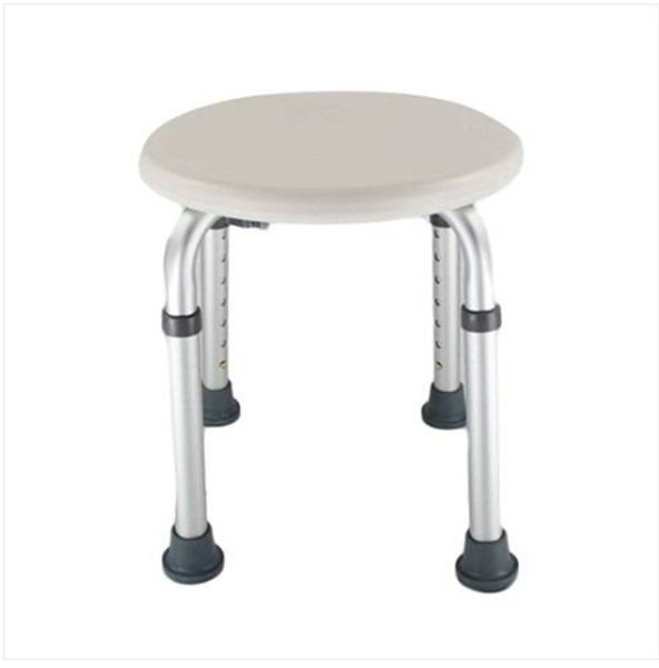 

fashion wholesales 7 levels adjustable aluminum alloy elderly round shower stool white