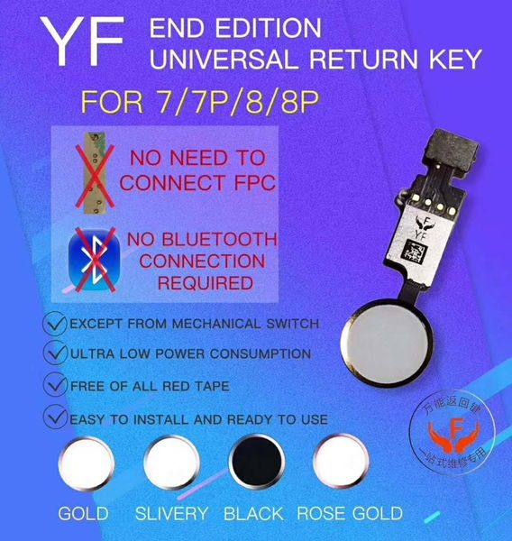 YF Quality New Universal Home Menu Button Return Key Sostituzione del cavo flessibile per iPhone 7 7 Plus 8G 8 Plus No Touch ID
