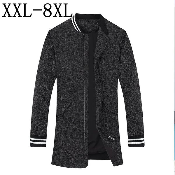 

size 8xl 7xl 6xl 2019 new autumn men's business coat casual long zipper trench coat men men's fashion loose overcoat, Tan;black