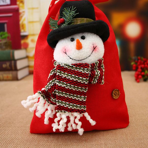 

christmas gift drawstring bag sack snowman festival gift candy bag decoration