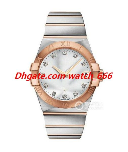 

new version luxury watch 10 style male 38mm 123.25.38.21.52.001 diamond dial steel automatic fashion men's watches wristwatch, Slivery;brown