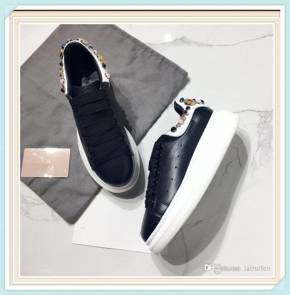 

2019 new luxury fashion designer men women brand shoes sneakers leather flat casual shoes platform trainers, Black