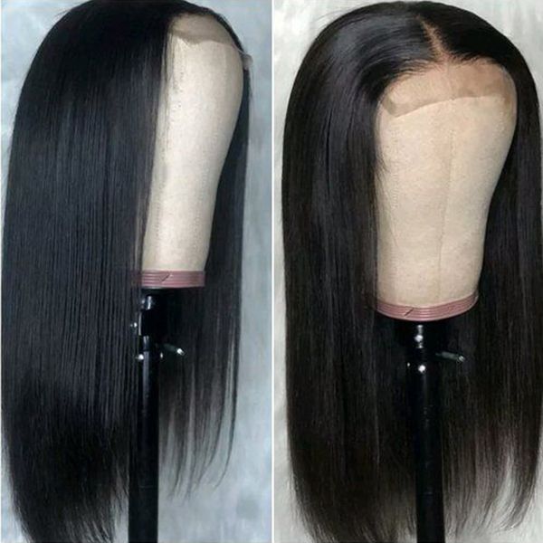 

перуанские 4 × 4 кружева закрытия прямого парик человеческих волос парики для чернокожих женщин парики шнурка для женщин с волосами младенца, Black