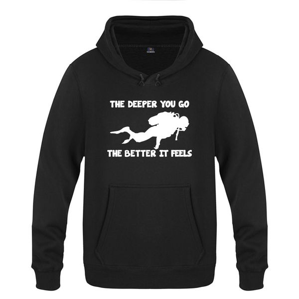 

scuba diving - christmas xmas creative present gift sweatshirts men 2018 mens hooded fleece pullover hoodies, Black