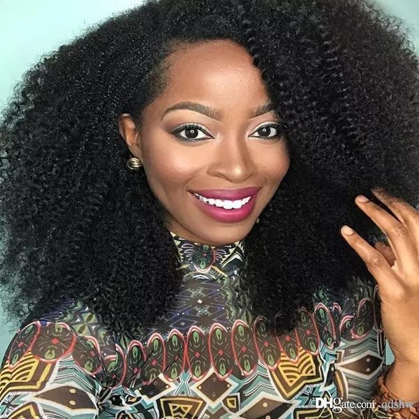 Afro Kinky Curly Human Hair Wig For Black Women Virgin Mongolian