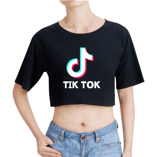 

tok hoodies tik 2019 jitter easy navel exposed short sleeve t shirt women's wear hoodie, Blue;black