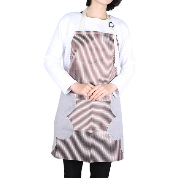 

stripe cooking kitchen apron for woman men chef cafe bbq aprons bibs kitchen accessories water-oil-proof adjustable 2side-pocket