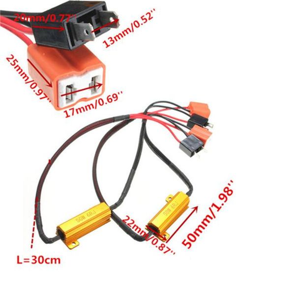 

2x h7 50w 6ohm car led drl fog turn singal load resistor universal 6000k led lamp for auto light bulb car lights 12v