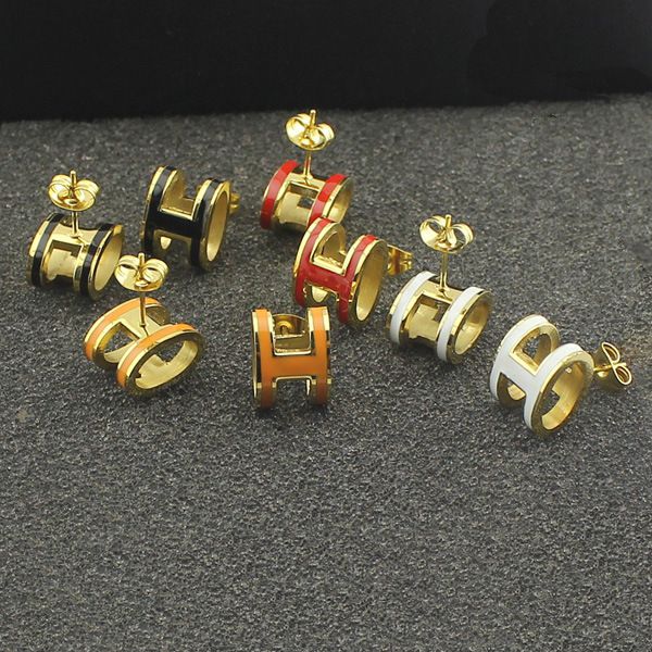 

2020 earrings 18k gold plated titanium steel semicircle classical love earrings for women piercing jewelry gift for couple, Golden;silver