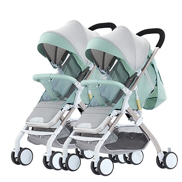 

twin baby strollers lightweight folding reclining can sit high double seat strong shock easily portable baby travel supplies