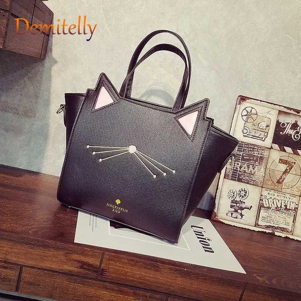 

fashionable cute cartoon design handbag lady pu leather clutch bag wild girl cat image messenger shoulder bag wallet