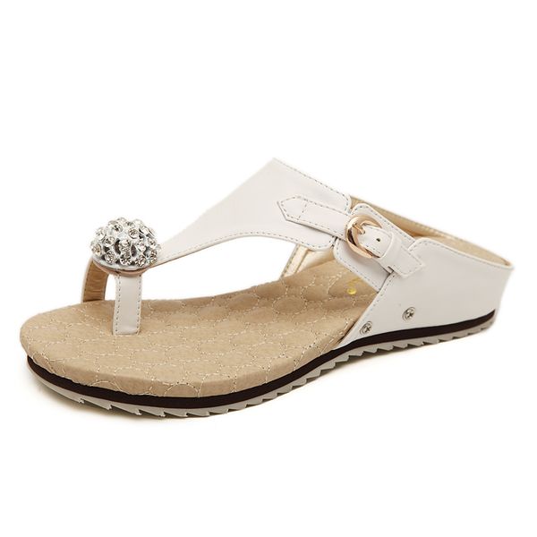 

goxpacer new women shoes fashion women flats rhinestone flip flops buckle cute exquisite comfortable casual shoes, Black
