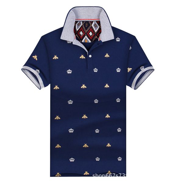 

men's t-shirt printed shirt spring-summer short sleeve lapel high-end men's clothing cultural shirt commuter clothing, White;black