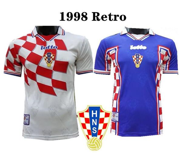 

s-2xl 1998 world cup retro soccer jersey home away 98 croatia suker classic vintage football shirt, Black;yellow