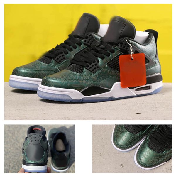 

2019 release 4 se laser white black gum black green laser men basketball shoes 4 4s sports sneakers with box