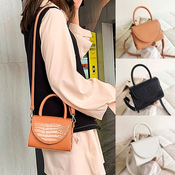 

women retro pure color vintage leather handbag messenger simple crossbody bag handbags geometric shoulder bags white #yl10