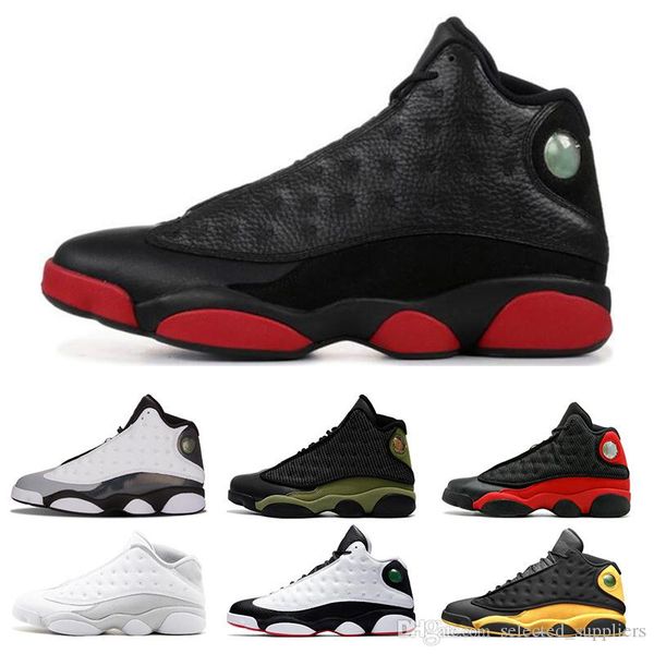 

2019 13 13s men basketball shoes court purple he got game black cat melo olive dirty bred sports sneakers shoes size 7-13