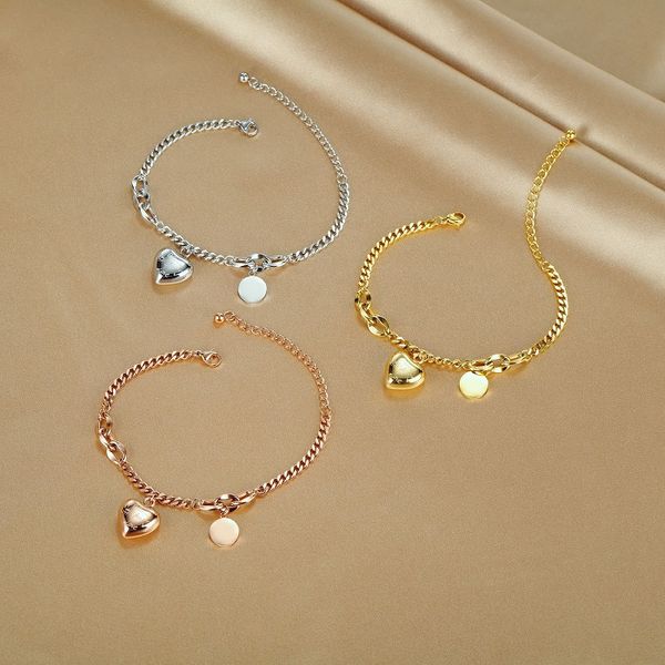 

rose gold bangles bracelets for women with heart-shaped silver color bangles gold bracelet jewelry ladies, White