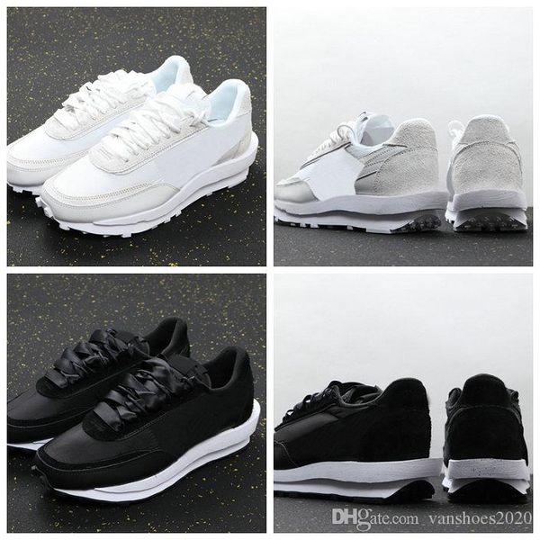 

2020 sacai x ldv waffle white nylon black nylon shoes men woman low outdoor silk grey fashion running shoes us5.5-11 with box