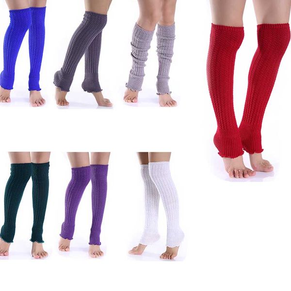 Aquecedores de pernas da moda Mulher meias longas meias de c￢nhamo de c￢nhamo de tric￴ meias de bota de inverno
