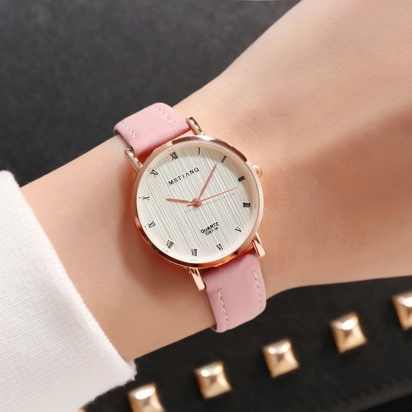 

new 2018 womens watches fashion casual womens simple style quartz leather strap wristwatch ulzzang women watch, Slivery;brown