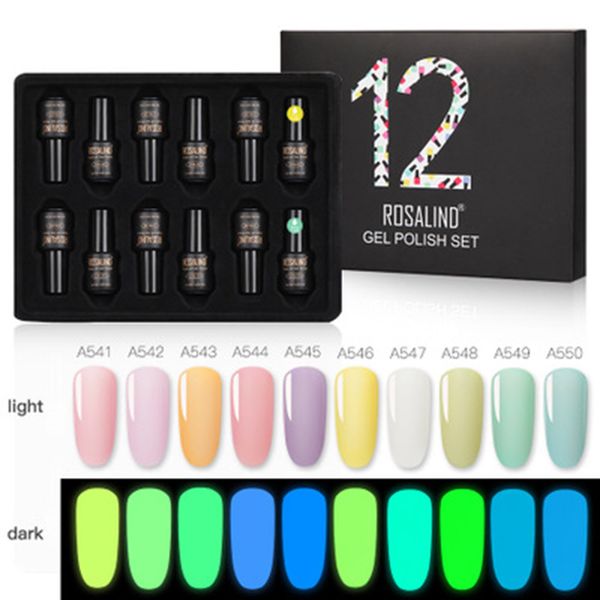 

luminous glue nail gel set 12pcs luminous nail polish polish for diy art h7jp, Red;pink