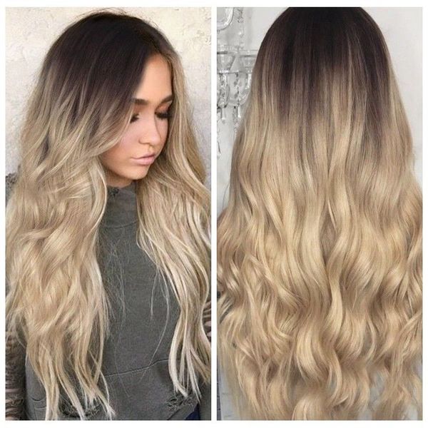 Kinky Curly Synthetic Ombre Hairstyle Blonde Hair For Women Full