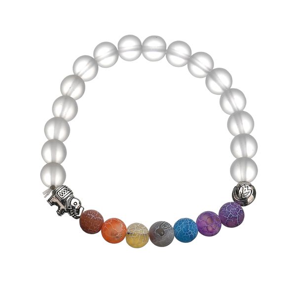 

misscycy fashion colorful natural stone bead bracelet for women alloy elephant lotus charm bracelet men jewelry, Golden;silver