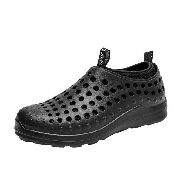 

hollow summer shoes men beach sandals men's wild breathable non-slip sets of feet sandals casual three-use beach shoes summer, Black