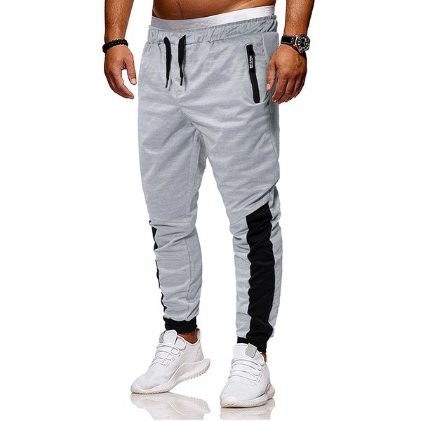 

мужская мода тренажерный зал тренировочные брюки контраст леггинсы фитнес брюки для мужчин марка хлопок повседневная гибкая бег трусцой pant, Black