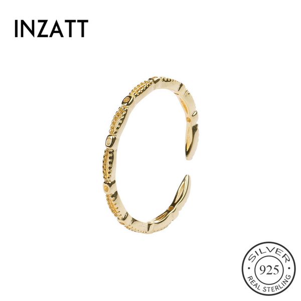 

inzareal 925 sterling silver minimalist hollow opening ring for fashion women party fine jewelry exquisite ring accessories, Golden;silver