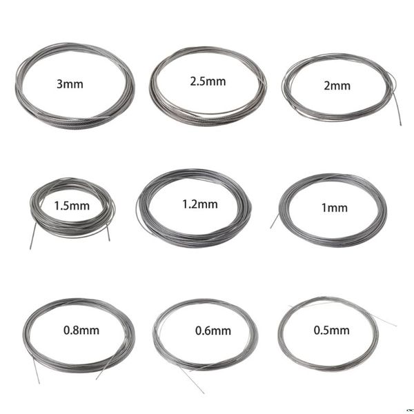 

10m 304 stainless steel wire rope soft fishing lifting cable 7*7 clothesline 0.5mm/ 0.8mm/1mm/1.2mm/1.5mm/2mm/2.5mm/3mm