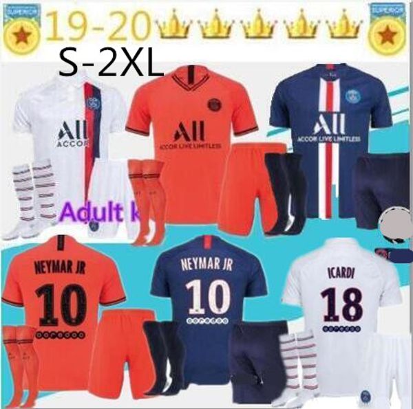 

2019 mbappe psg soccer jersey uniform set 19 20 paris cavani germain dani alves maillot de foot away football shirt kit size s-2xl, Black;yellow