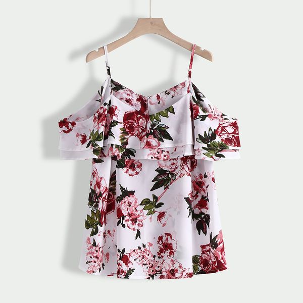 

blouse women's off-shoulder ruffles sleeveless shirts blouse short sleeve women plus size casual female clothes#5, White