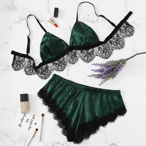 

женская сексуальное женское белье девушка симпатичные v шеи зубчатый отделка кружева лоскутное белье трусы эротические ночная рубашка пижамы, Blue;gray