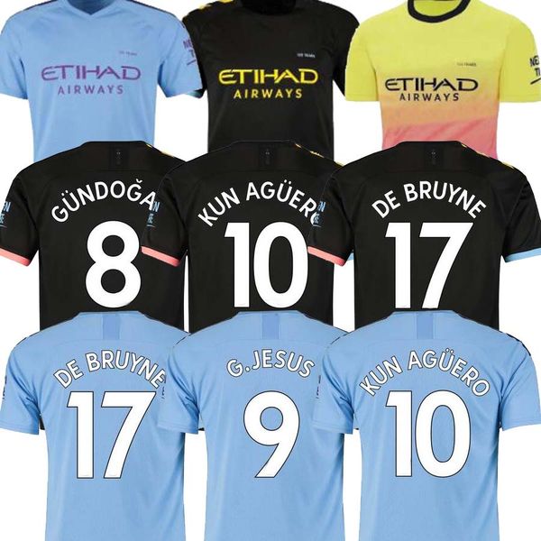 

new 19 20 manchester jesus de bruyne kun aguero soccer jersey 2019 2020 champions league city sane mahrez football jerseys shirt size s-xxl, Black;yellow