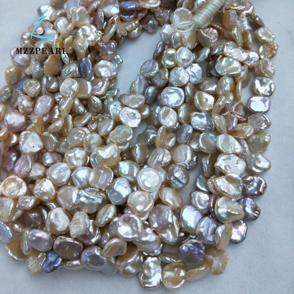 

good quality fine pearl jewelry 13x15mm middle drilled freshwater keshi pearl strands mixed color, Silver