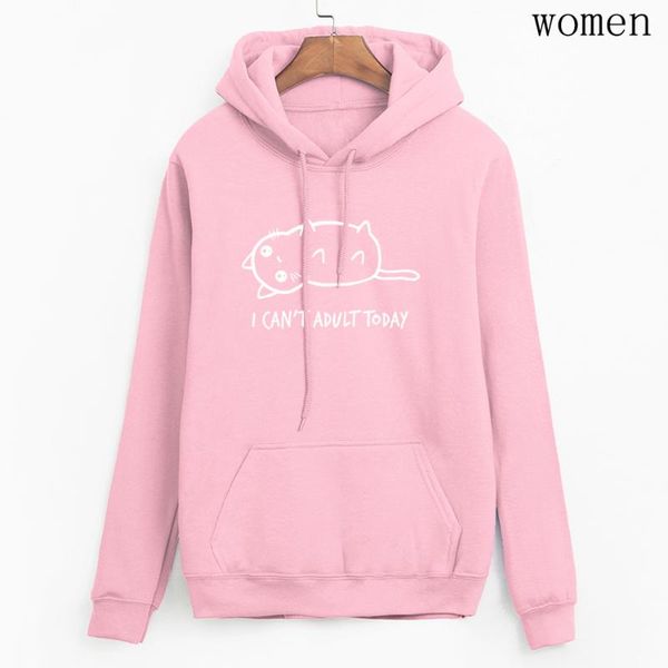 

women's hoodies & sweatshirts cat cute fashion long sleeve women leisure streetwear hooded 2021 harajuku antumn i can't today swea, Black