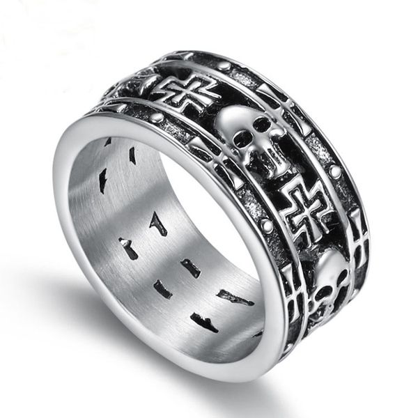 

personal collection zhimu ornaments hadley locomotive skull cross fashion ring with exquisite gift box, Silver