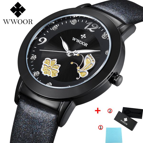 

wwoor new women bracelet watches chinese style fashion rhinestone women's watches flower butterfly genuine leather clock women, Slivery;brown