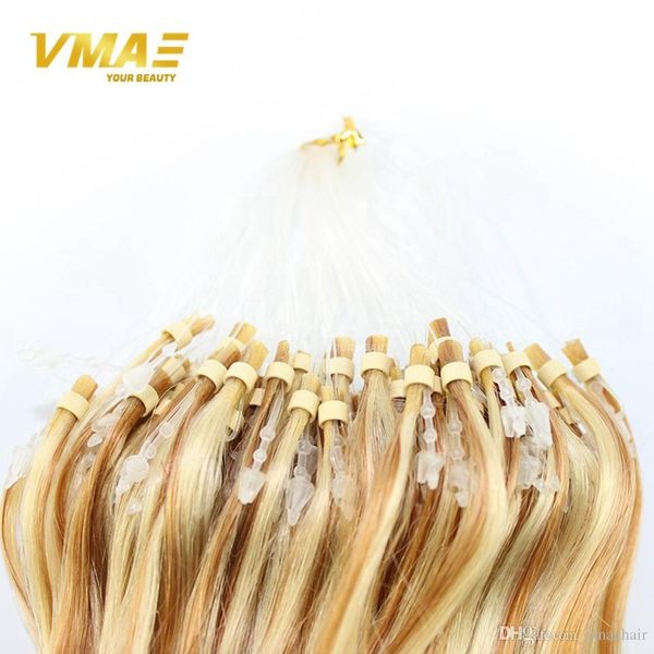 

new arrival 14 26 inches straight brazilian micro ring loop hair extensions 1g/strand micro loop hair extensions 1b 613 all colors, Black